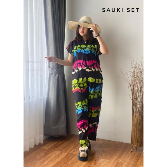 BISA COD SAUKI SET SAUKIA ONESET BABYDOLL RAYON BUSUI JUMBO ATASA PENDEK CELANA PANJANG PIYAMA PAJAM