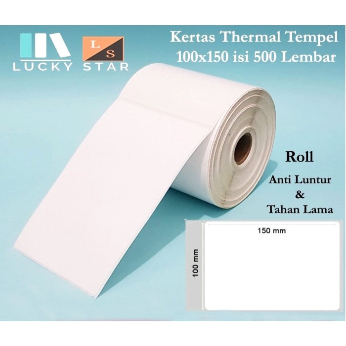 

(BISA COD) Kertas Resi Label Thermal Barcode Roll A6 100x150mm isi 500 Pcs