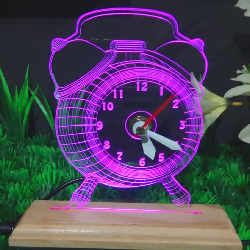 [COD] JAM MEJA LAMPU HIAS AKRILIK UNIK GAMBAR 3D | LAMPU HIAS KAMAR | JAM KAMAR TIDUR