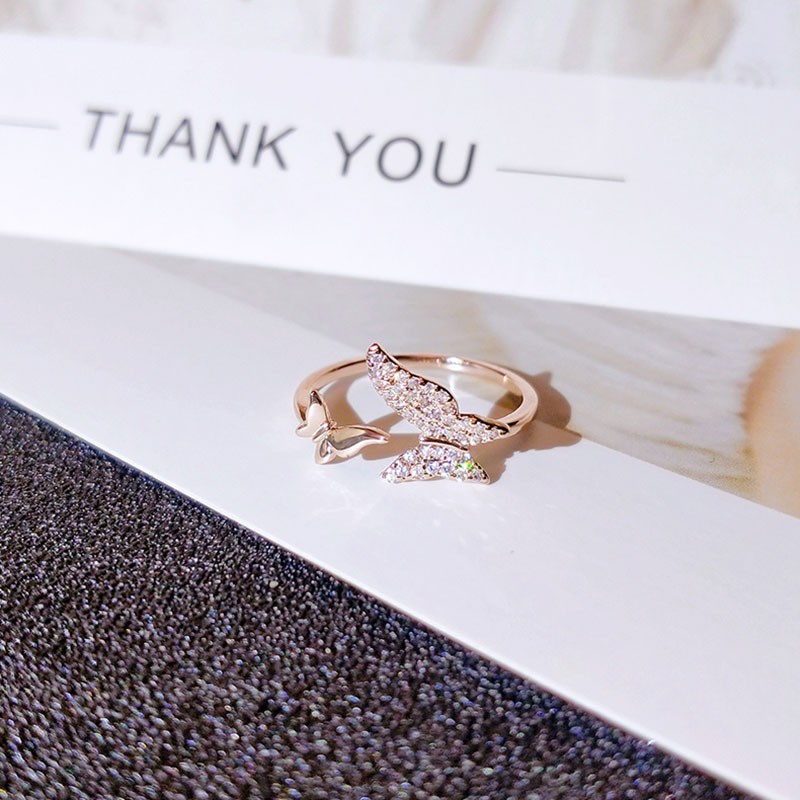 Cincin Model Terbuka Dapat Disesuaikan Desain Pita Gaya Korea