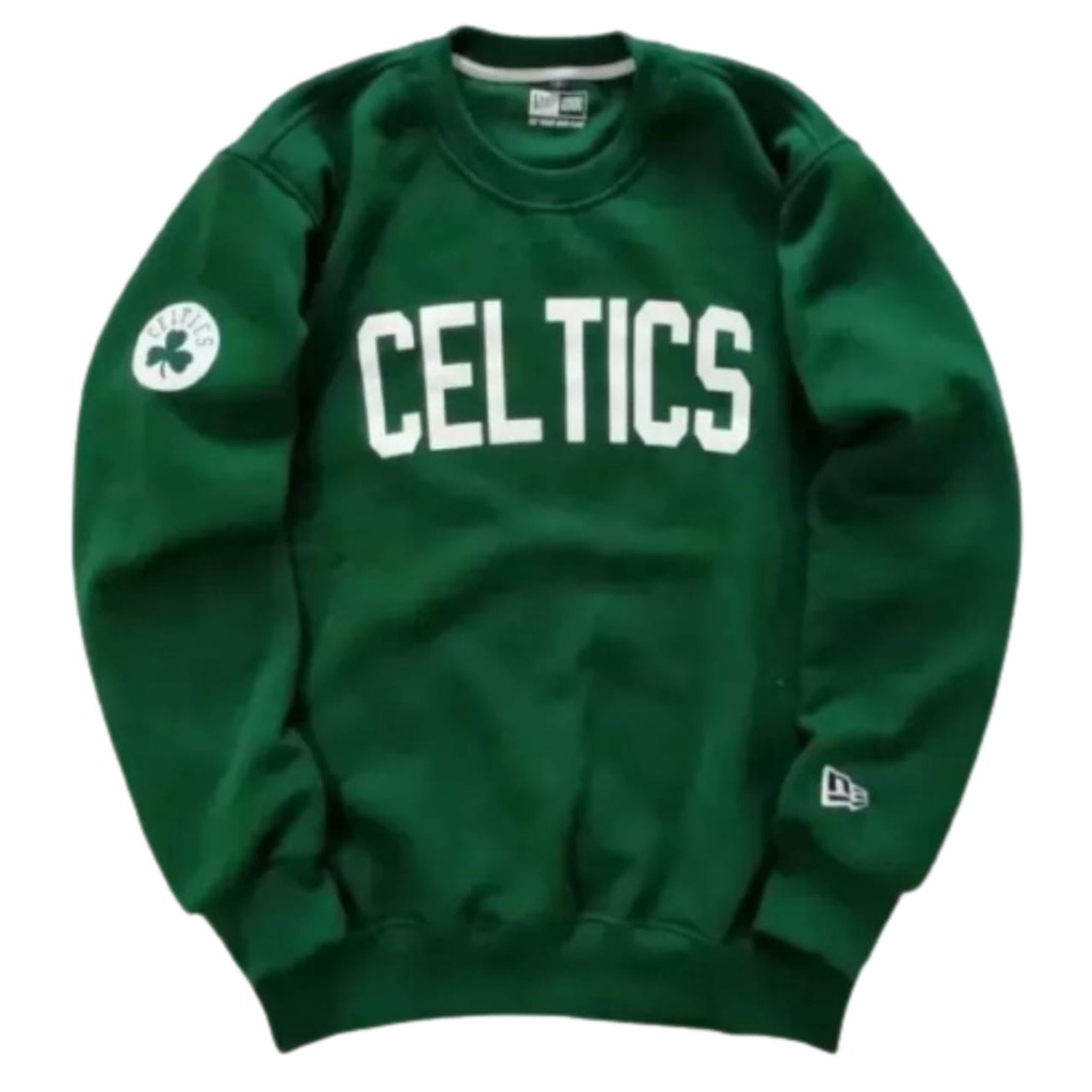 SWEATER CREWNECK CELTICS PRIA ORIGINAL DISTRO LOGO TEXS FULL BORDIR PREMIUM FLECE TEBAL