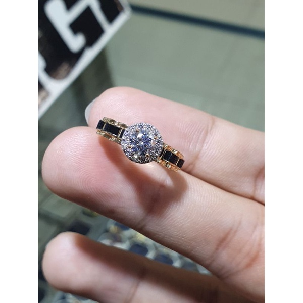 cincin soliter bundar plat item roxe emas