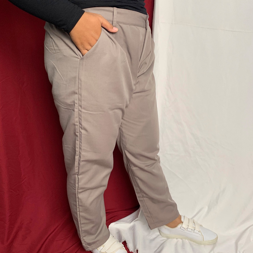 HOPYLOVY Celana Baggy Pants Wanita Jumbo Premium / Celana Bahan Panjang Wanita Ukuran XXL