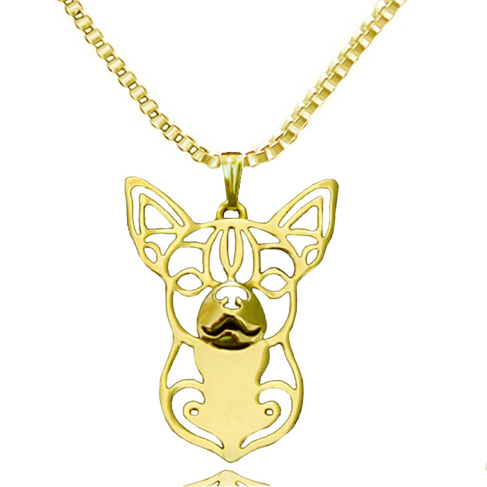 Hu Hu Hu Hu Hu Alat Bantu Pasang Kacamata♡ Kalung Rantai Liontin Anjing Hollow Bahan Alloy Untuk Wanita