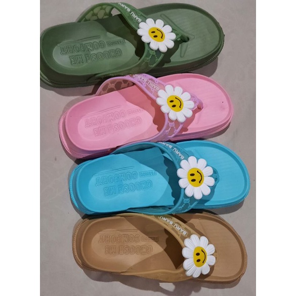 Sandal wanita motif bunga matahari/sandal jelly/sandal perempuan/sandal dewasa /sandal anak anak/san