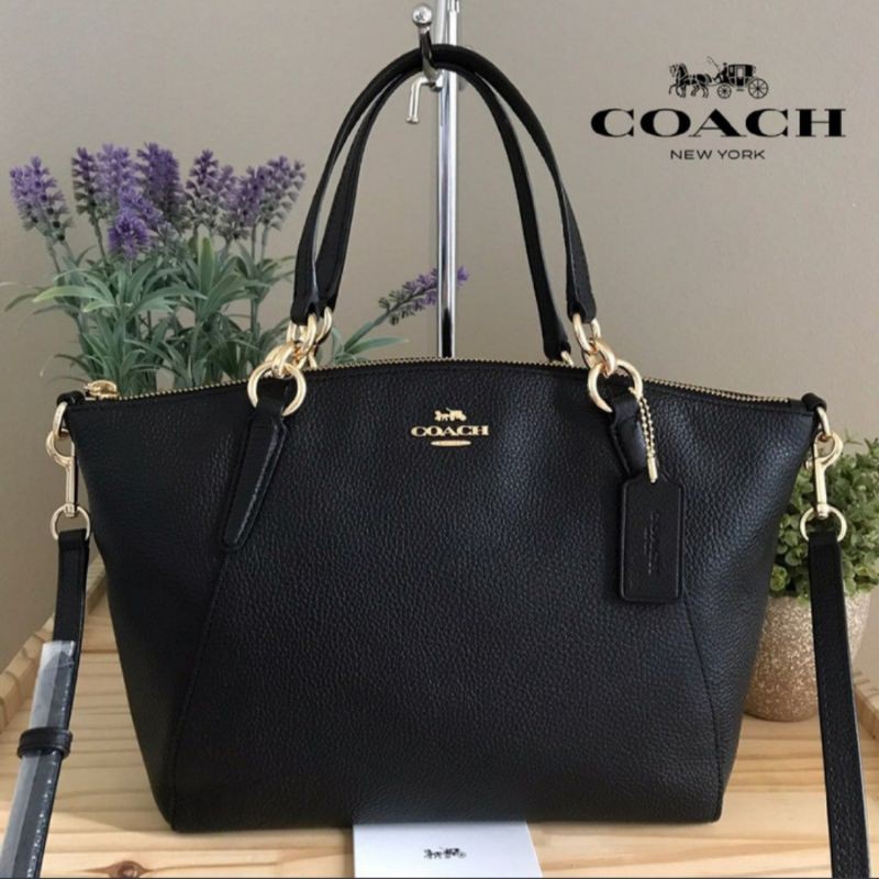 Coach Kelsey Bag Satchel black embossed logo