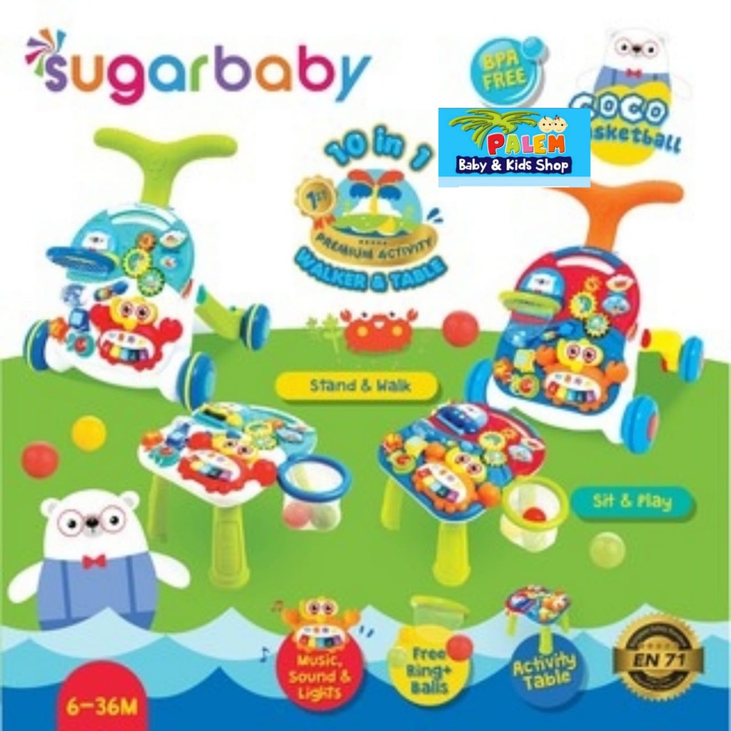 Sugar Baby 10 in 1 Walker &amp; Table Coco BasketBall