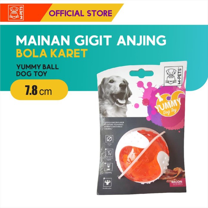 M-PETS - Yummy BALL Bacon Flavor Dog Toy / Mainan gigit Anjing