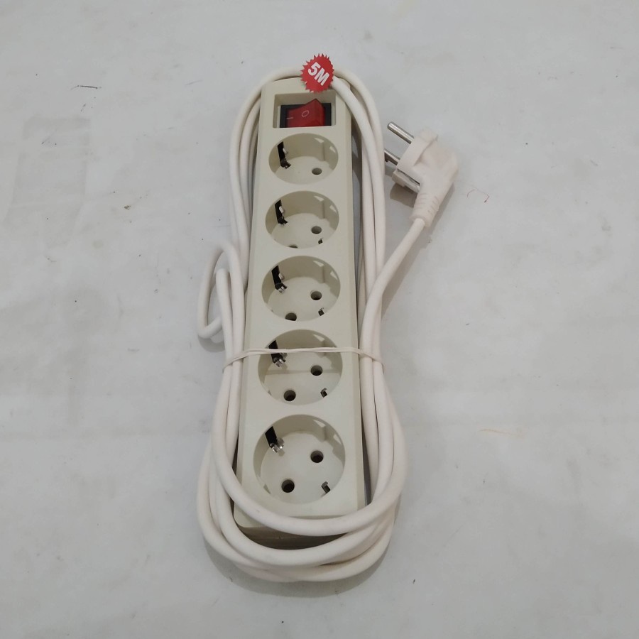 Ekstention Stop Kontak tusuk kotak Multy Socket Switch 5 Lubang 5 m Meter 5m