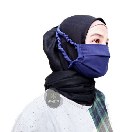 (MURAH) MASKER KAIN SERUT | TALI KARET SILANG | MASKER HIJAB SERUT SATUAN