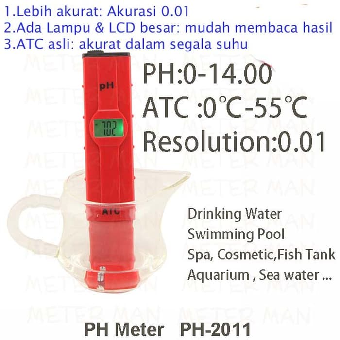 PH Meter Backlight PH-2011 Alat Ukur Kadar Asam / Keasaman (pen type) - B1900123