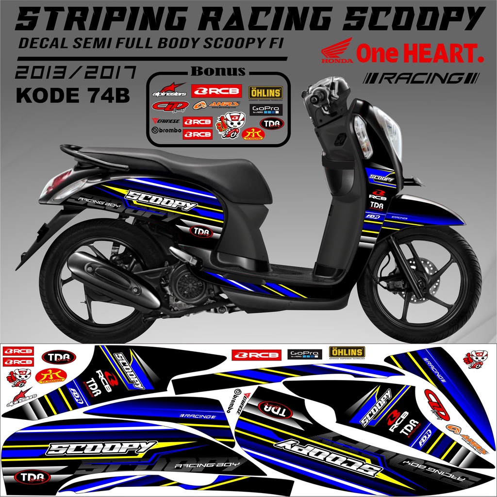 Striping Scoopy Stiker Scoopy 2013/2017 Kode 74