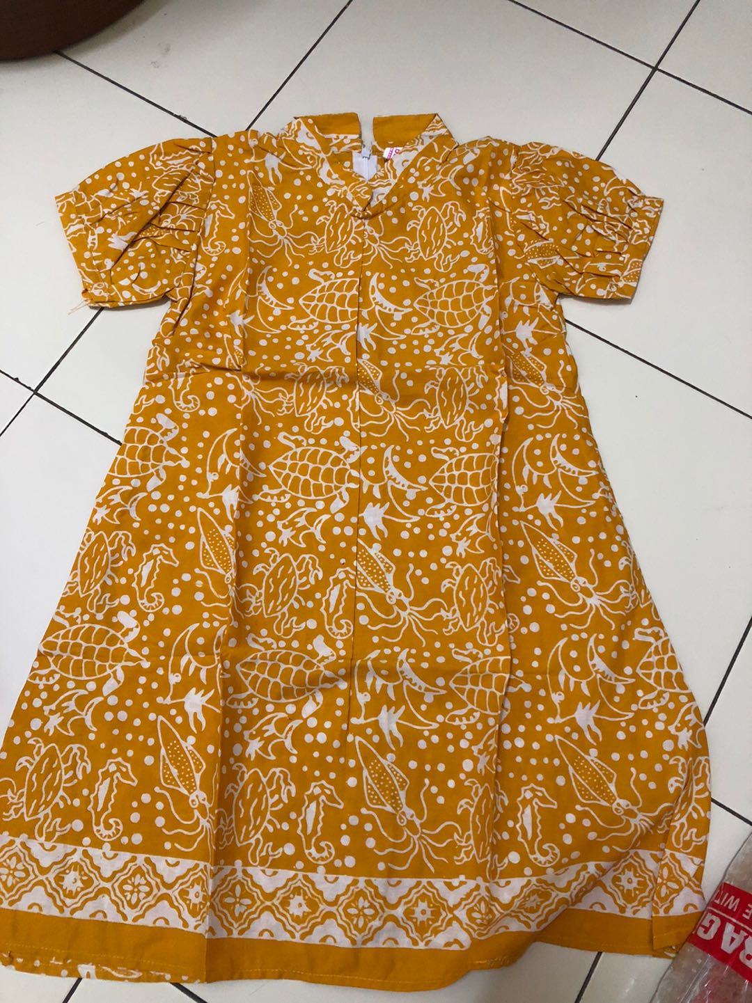 Dress Sella Mustard Dress Batik Cap Motif Hewan Dress Batik Anak Lucu Unik Couple Batik Keluarga