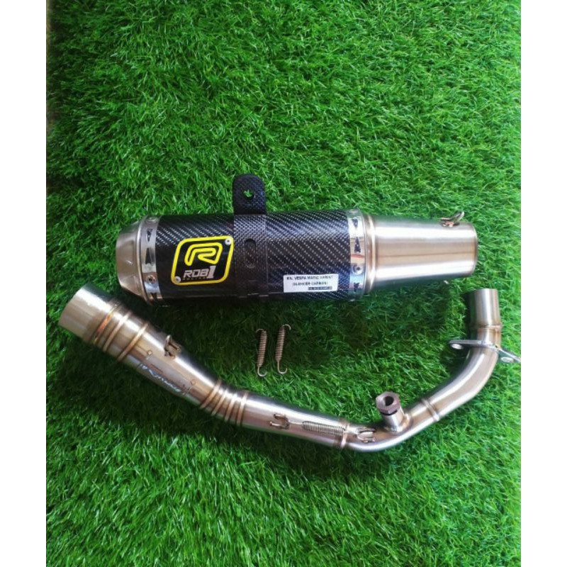 Knalpot ROB1 Stainless Silincer Karbon DB Killer Vespa Matic Sprint 100% Asli