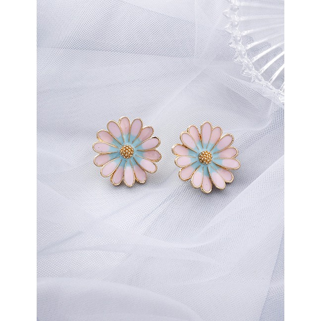 LRC Anting Tusuk Fashion S925 Silver Needle Sun Flower Earrings F69719