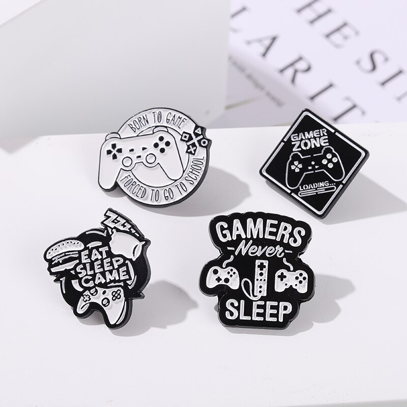 Gamer Enamel Pin Gaming Quote Brooches Video Game Player Teen Boys Hat Shirt Metal Badges Gift for Geeks-n-Gamers