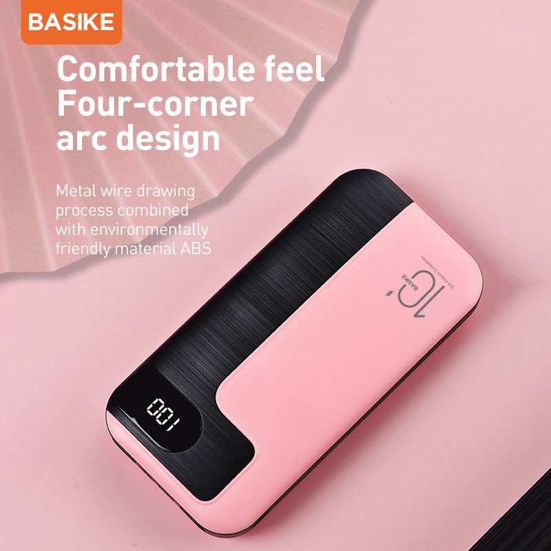 Powerbank Fast Charging QC 3.0 PD 22.5W 18W Mini Power Bank Murah Iphone 10000 mah LED murah Iphone 13 mini pro max 11 xr x 10 8 7 6 xiaomi Samsung Oppo Vivo hp murah Realme Redmi infinix Ipad Gadgets BASIKE-PT118D Pink 22.5W