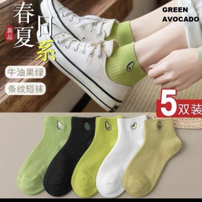 KK75 Kaos Kaki Wanita Colorfull Set isi 5 Pasang Women Socks Import