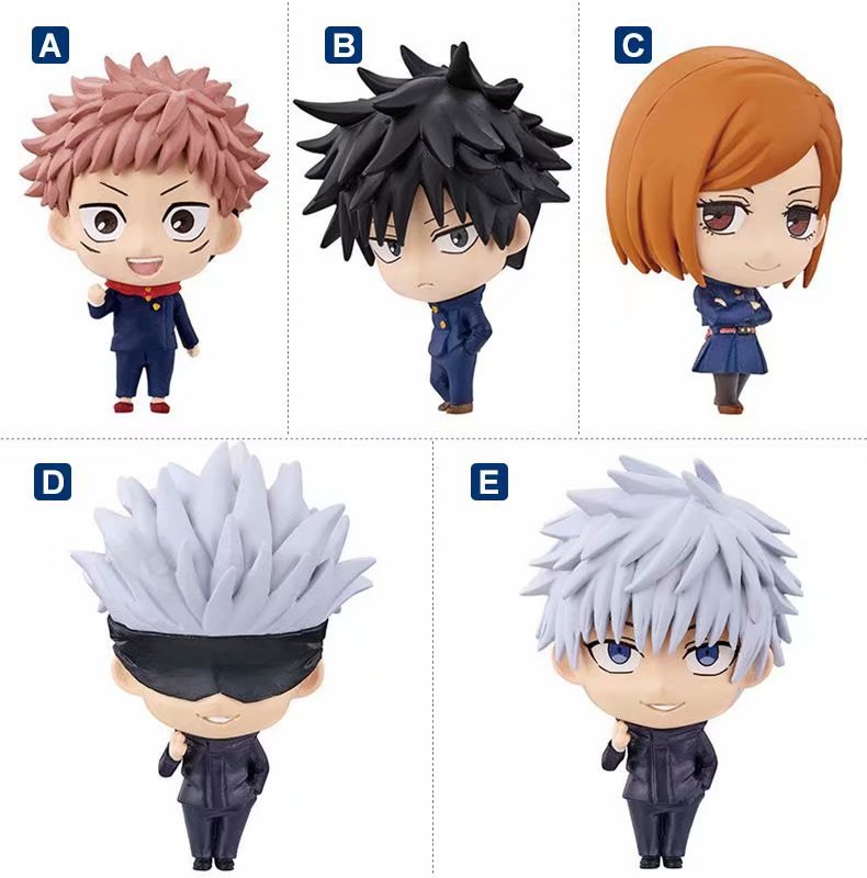 5pcs / Lot Mainan Action Figures Jujutsu Kaisen Manga Itadori Yuji Gojo Satoru Q Version Bahan PVC