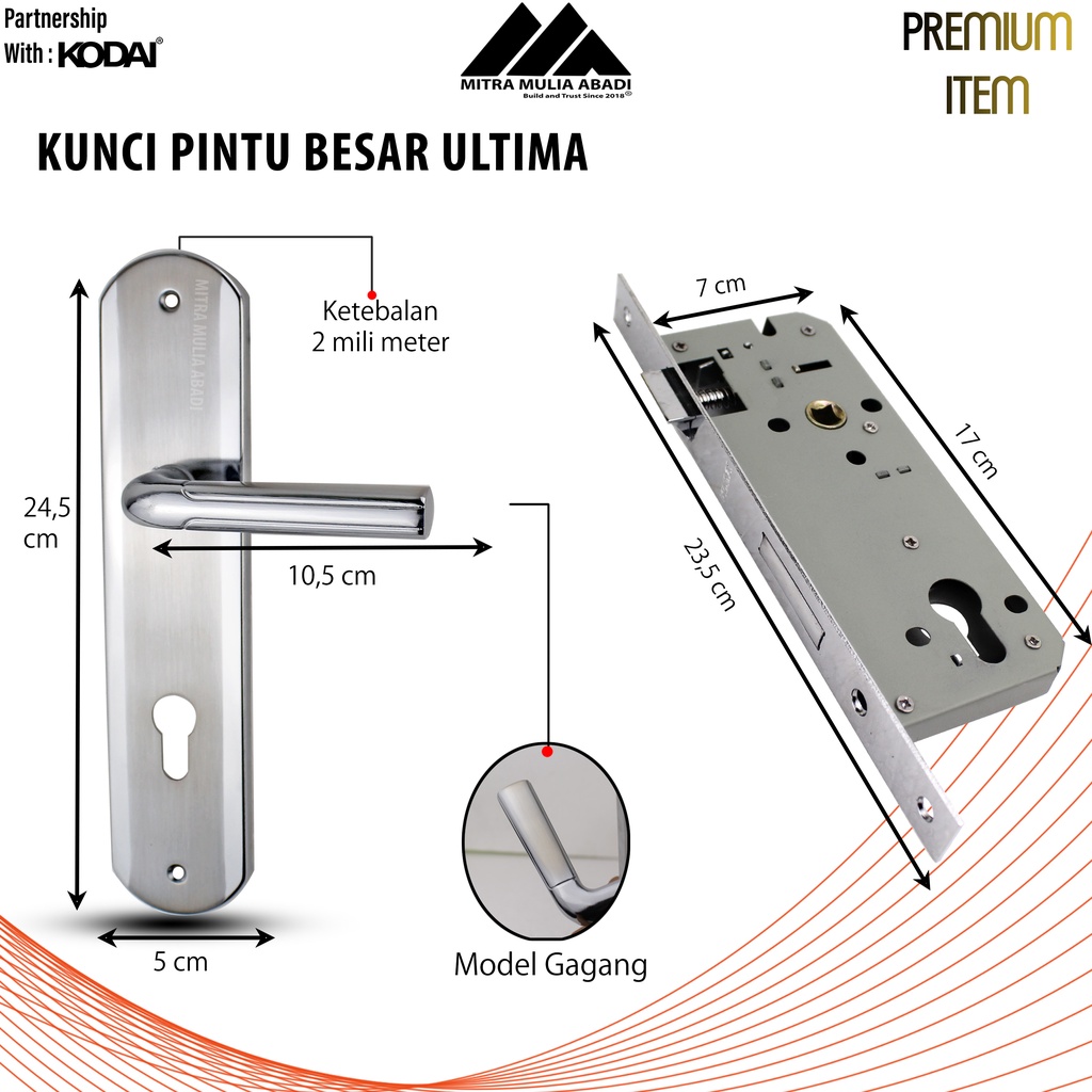 Kunci Pintu Besar SILVER Ultima by KODAI | Full Set