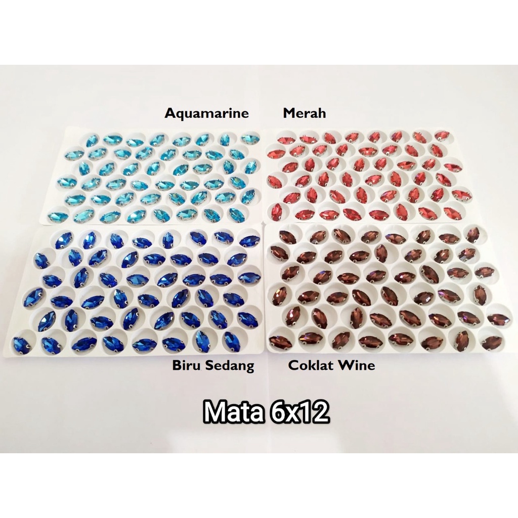 DIAMOND CANGKANG / Permata Cangkang Mata 6x12 Grade A Kaca, 100 pcs