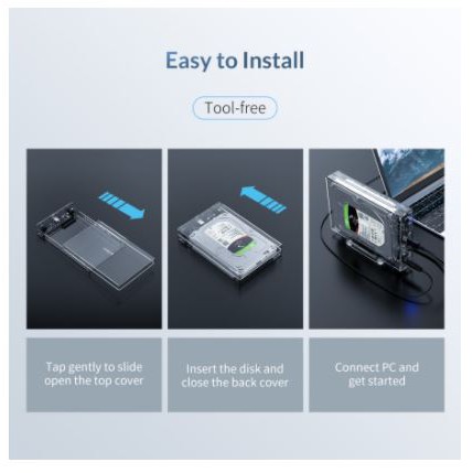 Casing harddisk Hdd external Orico 3.5 inch sata usb 3.0 5gbps enclosure transparent 3159U3