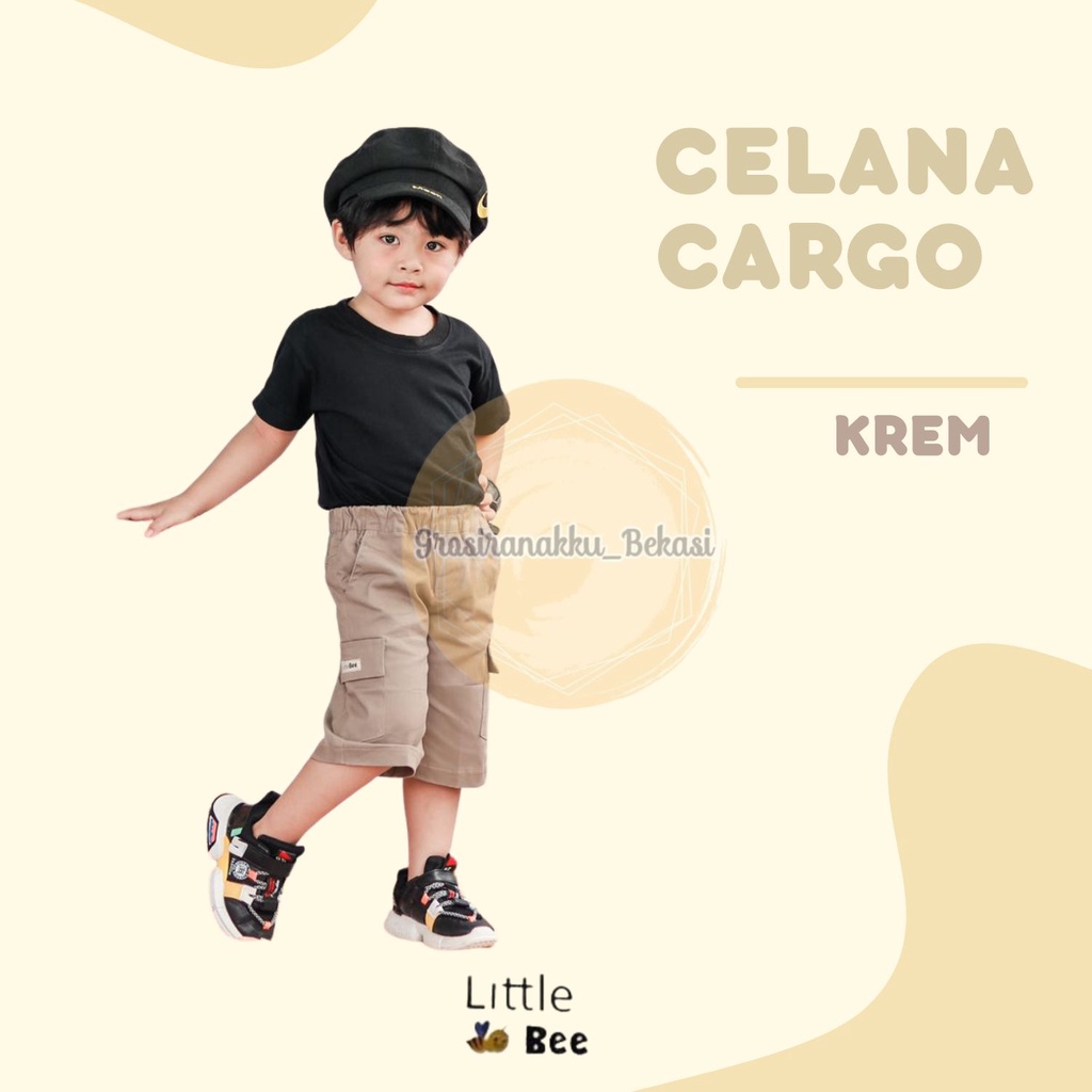 Celana Anak Cargo Pendek Littlebee Krem Size 1-5Thn