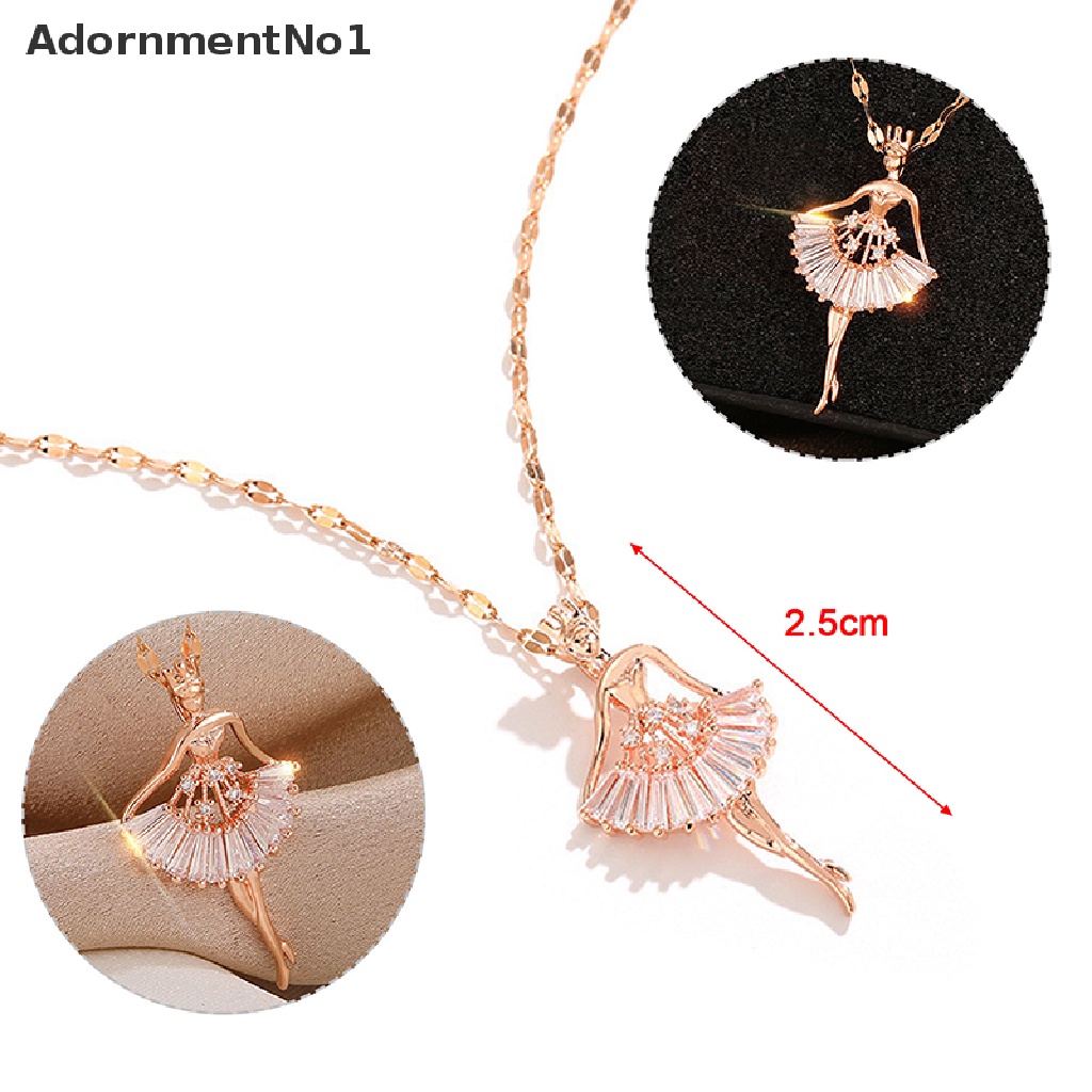 (AdornmentNo1) Kalung Rantai Dengan Liontin Ballerina Hias Kristal Zircon Elegan Untuk Wanita