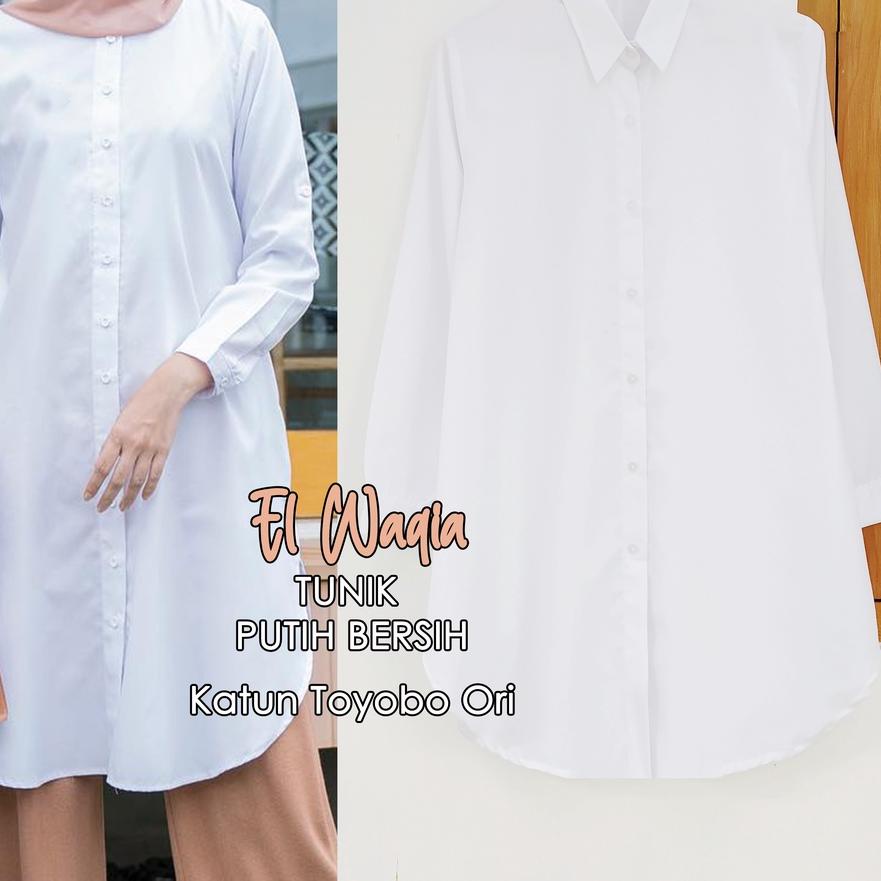 Model baru - Alila Tunik Putih Bersih Katun Toyobo Baju Kerja Putih Tunik Putih Jumbo