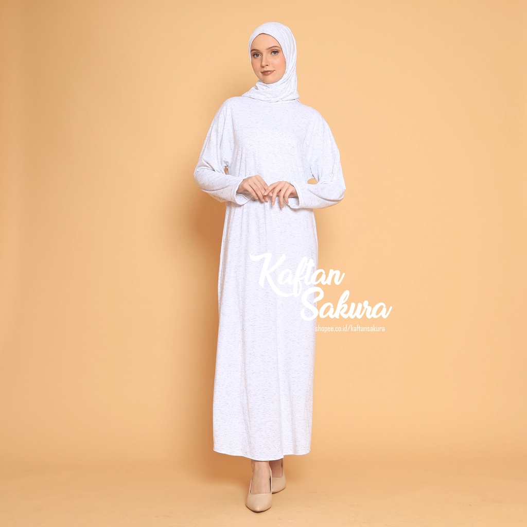 gamis abaya dengan hijab wanita fashion modern lengan panjang , gamis putih polos , gamis idul adha simple