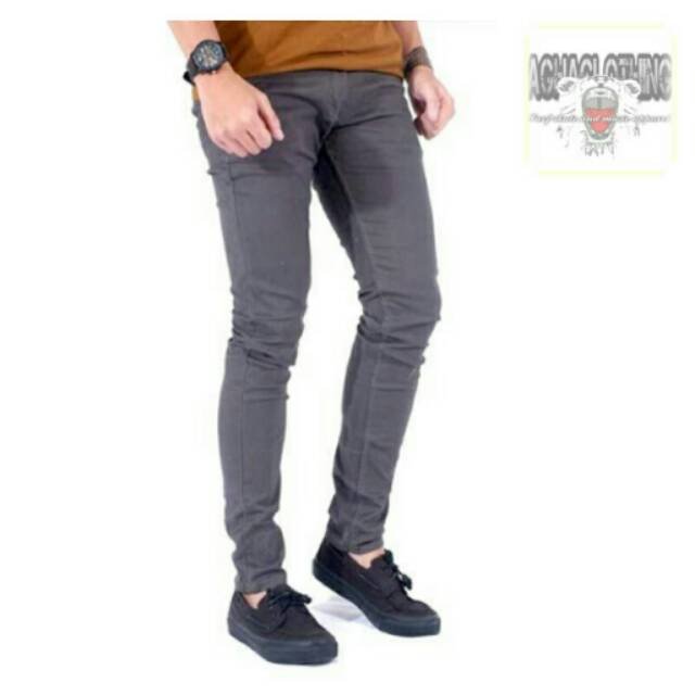  Celana  panjang jeans  skinny abu  grey pria Shopee Indonesia