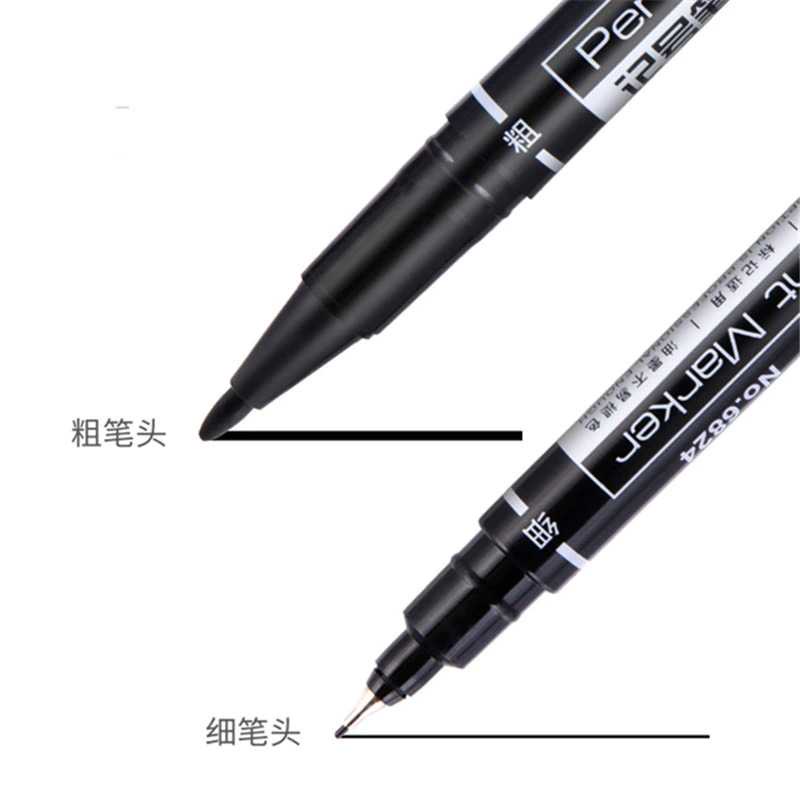 Pena Permanen Dual Head Tip Marker Pens Waterproof Pen Multifungsi Dekorasi Kayu Kertas Metal Tinta Anti Air Berkualitas