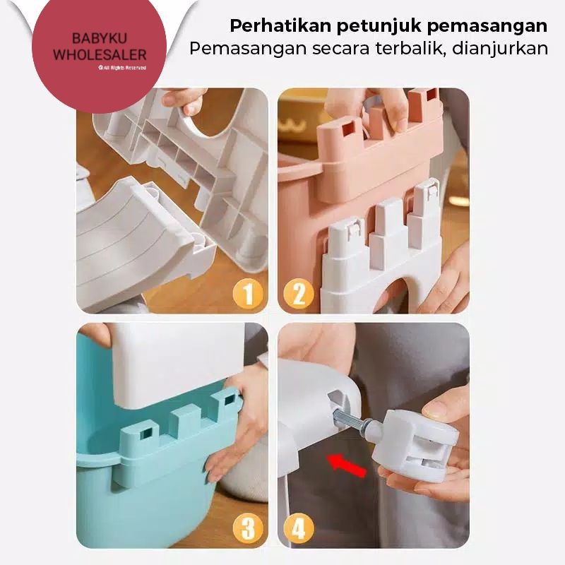 Rak susun plastik mainan anak multifungsi / Rak roda susun warna serbaguna