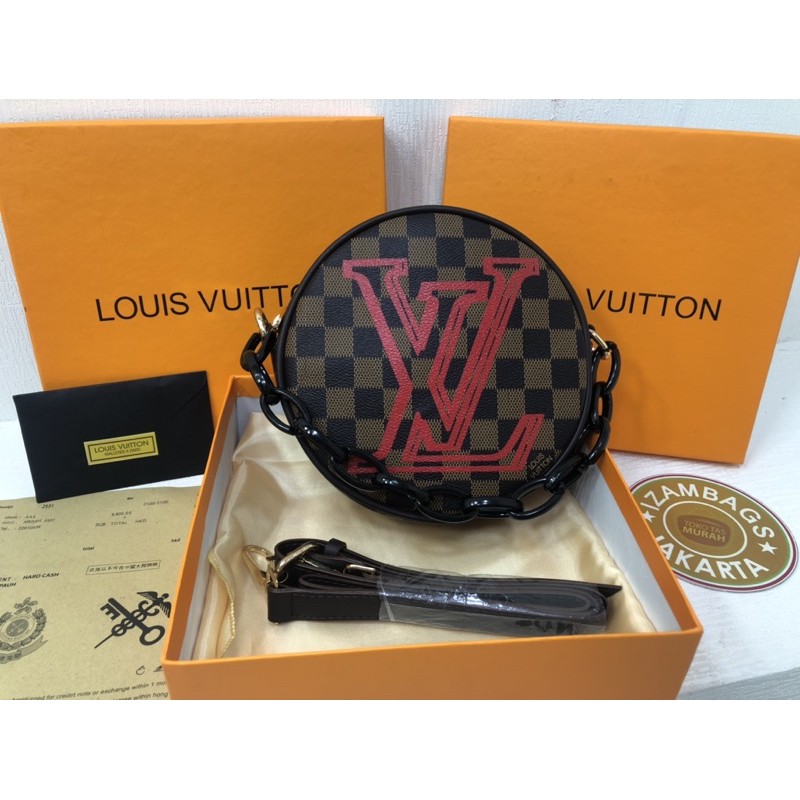 SALE CUCI GUDANG IZAM - TAS WANITA LV BULAT / TAS WANITA LV GIANT FREE BOX SIZE 17CM