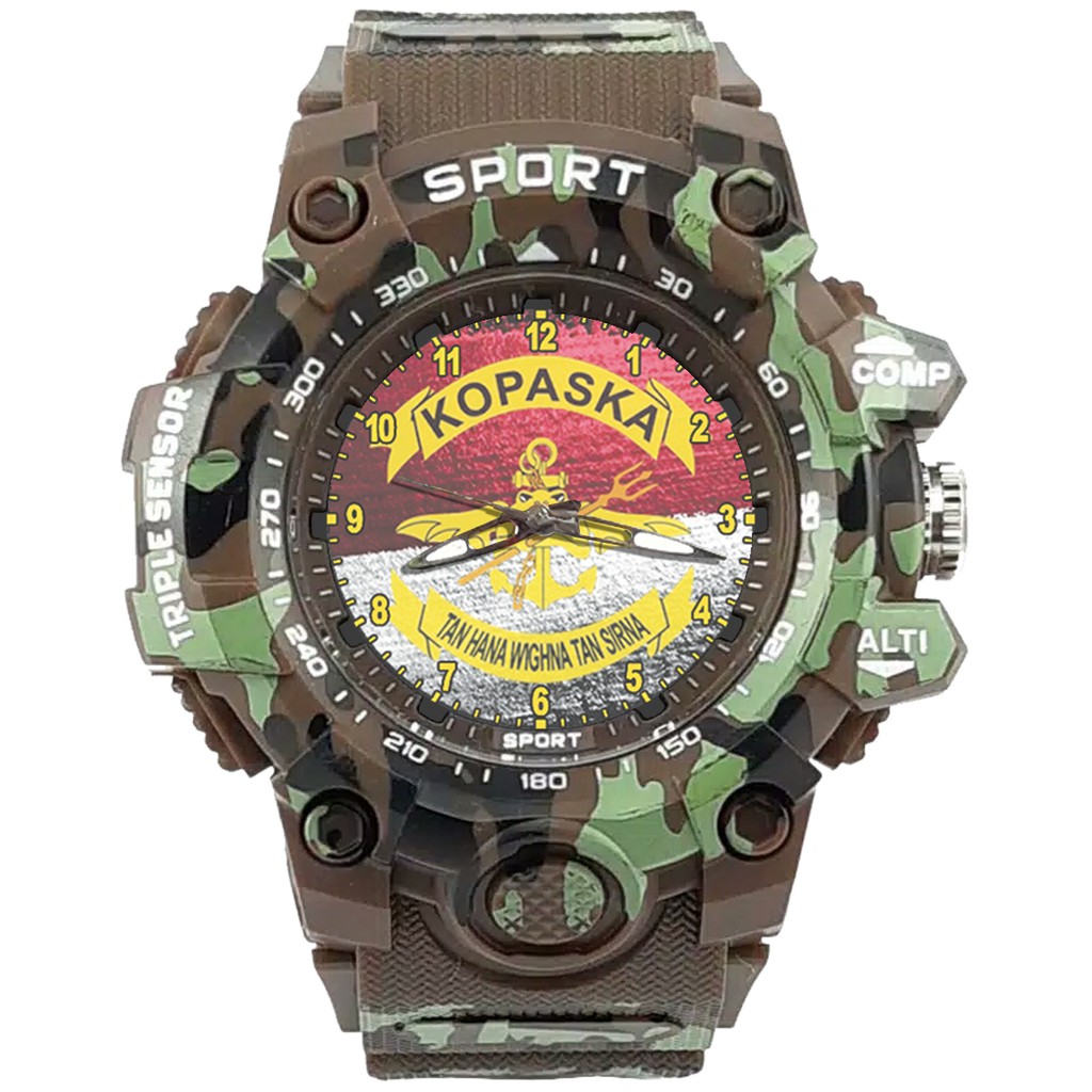 {Istimewa} Jam Tangan KOMANDO PASUKAN KATAK - KOPASKA TNI AL Coklat Army Water Resistant