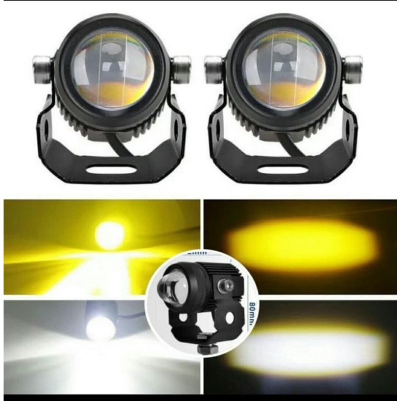 Lampu tembak mini driving Strobo LED 1set nyala putih kuning lampu laser