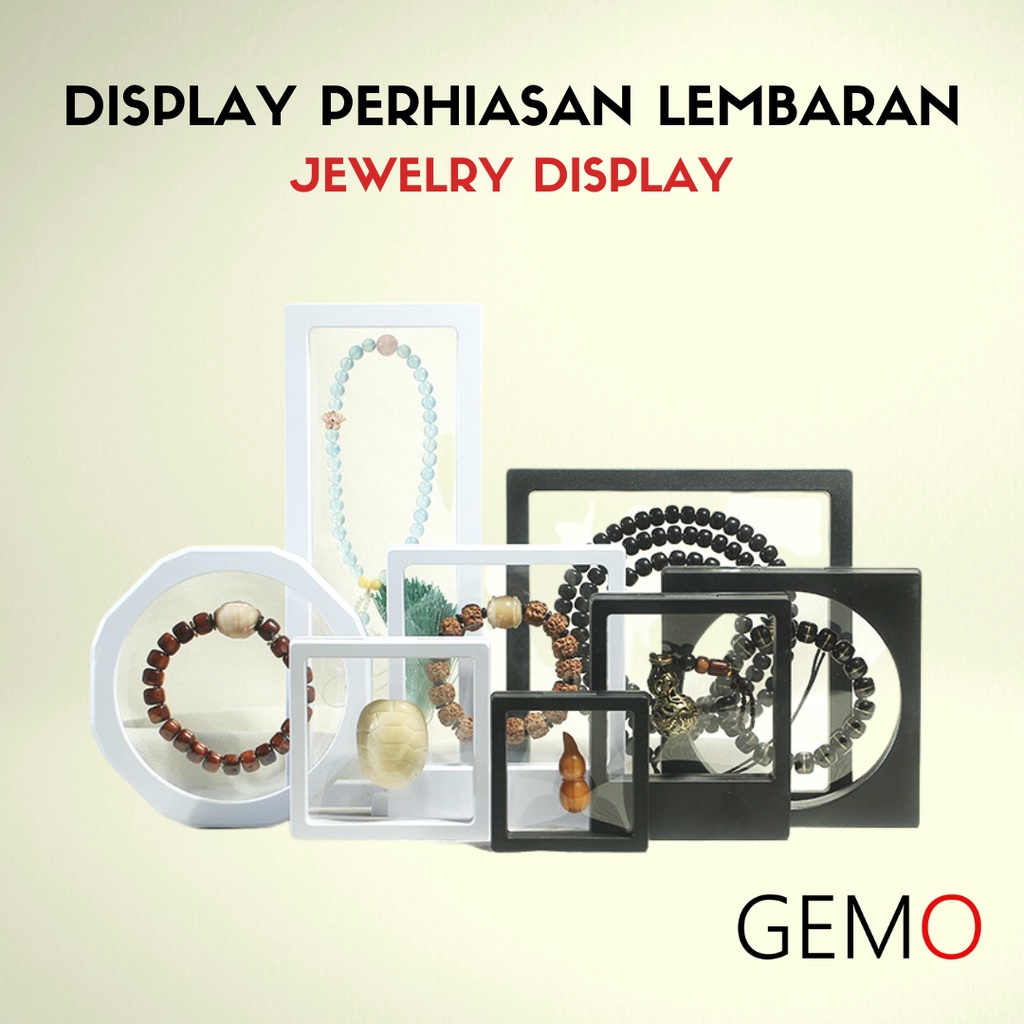 Display Perhiasan Mika, Jewelry Cincin Kawin, Liontin, Gelang, Kalung, Anting Murah Alat Peraga Toko Emas Berlian Perak Diamond