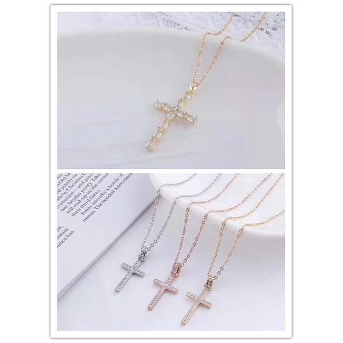 Titanium Kalung Cross Permata Perhiasan Fashion Jewellery 121