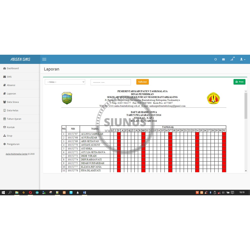 Program Aplikasi Absensi Siswa (SMS Gateway)