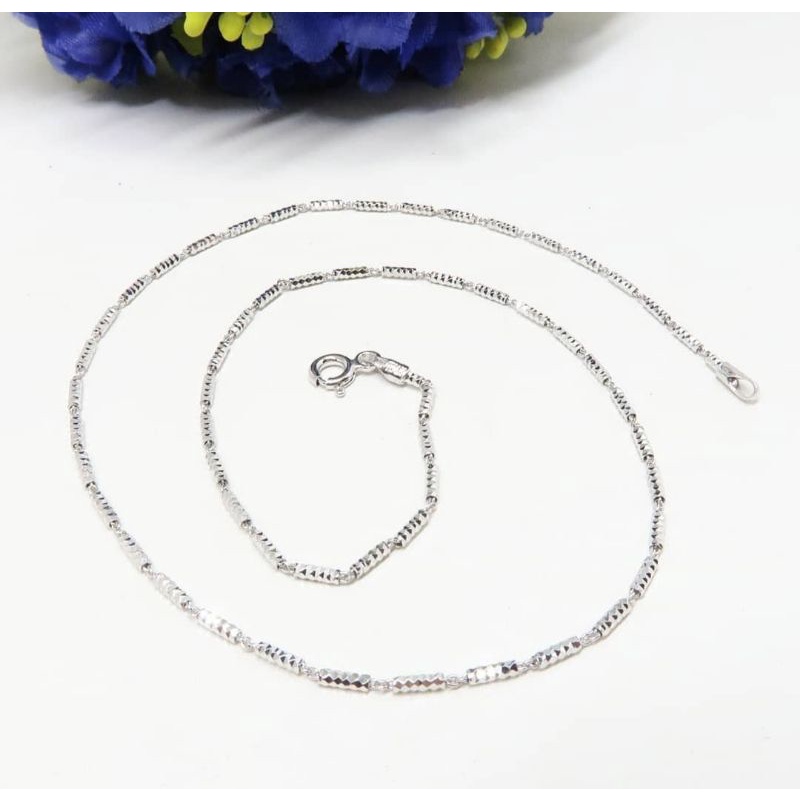 RANTAI KALUNG BAMBU UKIR PERAK SILVER 925 LAPIS EMAS PUTIH ASLI ORIGINAL