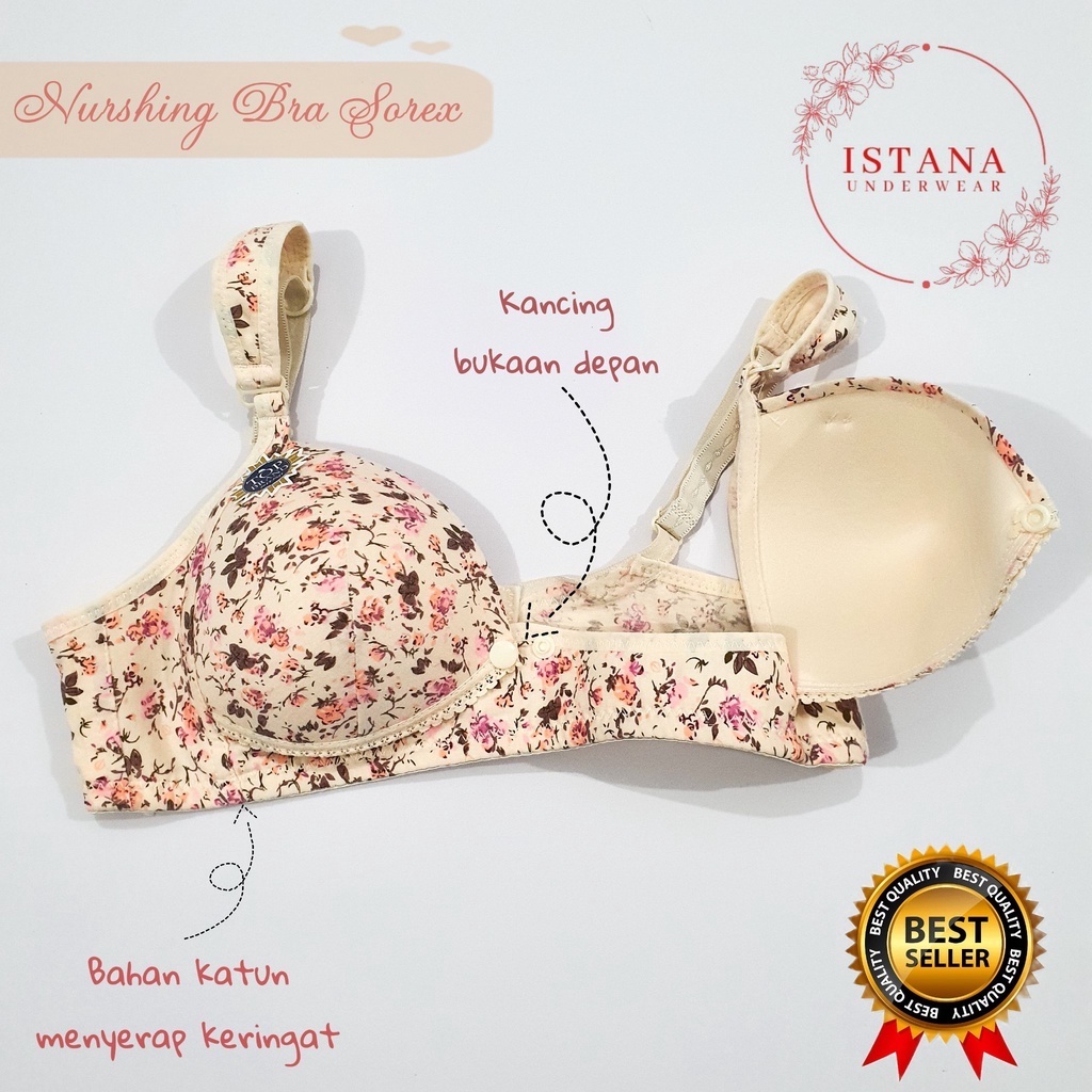 Bh menyusui Sorex Nurshing bra Busa tanpa kawat motif bunga TERMURAH best seller 8108