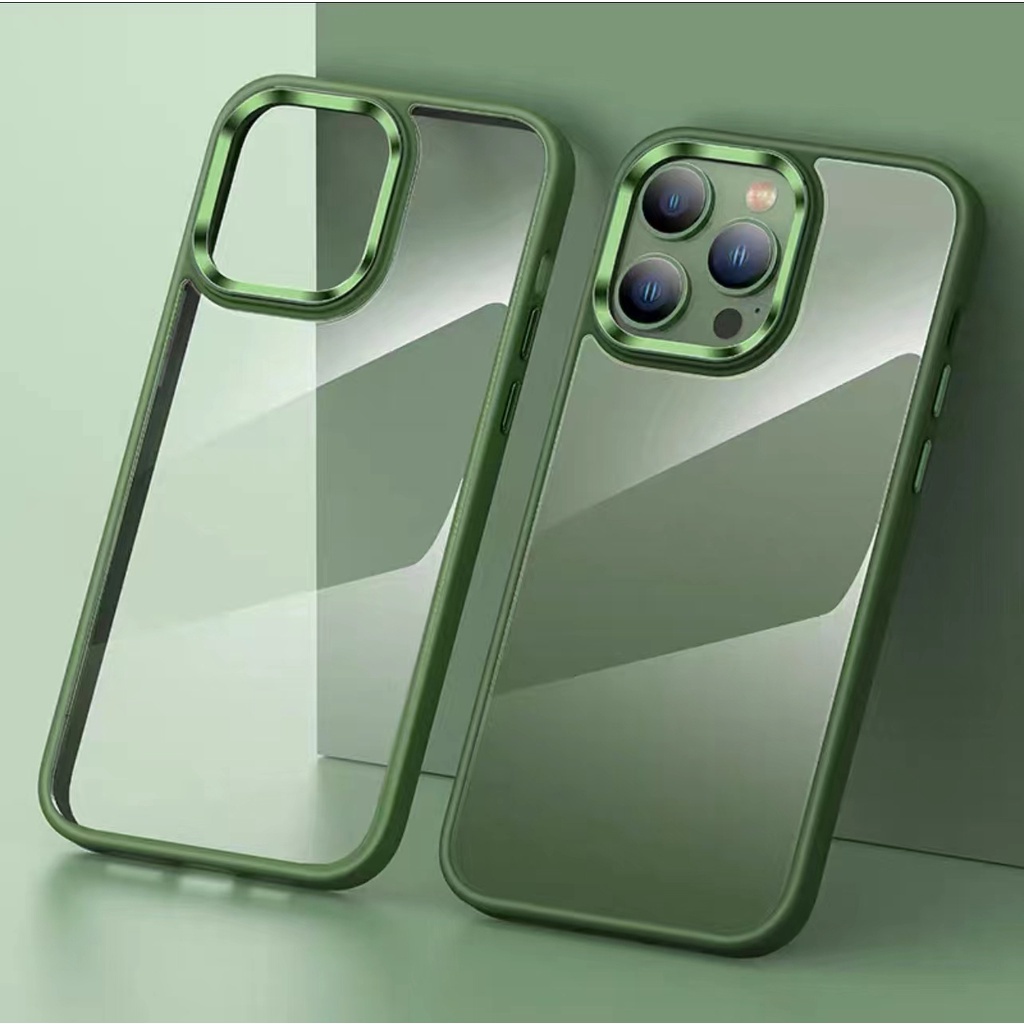 Metal Camera + Metal Button for iPhone 14 Pro Max 13 Pro max 12 Pro max Transparent Acrylic iPhone 14 Max Hard Case