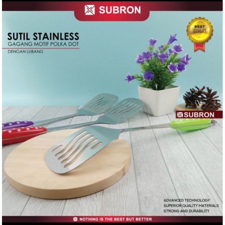 Sodet Sutil Lubang Stainless Steel Merk Subron Polkadot Panjang 34,5cm