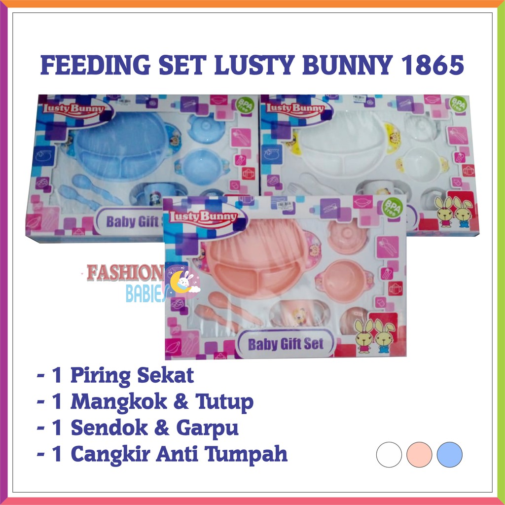 LUSTY BUNNY SET 7IN1 LARGE / FEEDING SET LB 1850 1851 1865 1867 / TEMPAT MAKAN SET BAYI / KADO