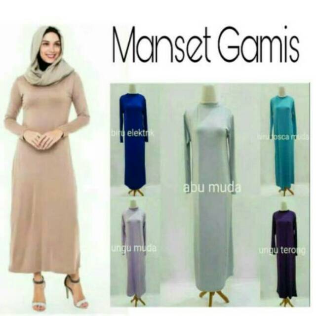 GAMIS MANSET UKURAN JUMBO DAN STANDAR / GAMIS DALAMAN KAFTAN ,INNER GAMIS DALAMAN BERUKAT KEBAYA DLL