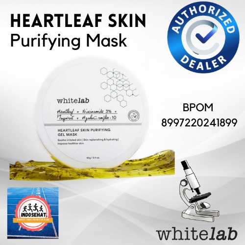WHITELAB Heartleaf Skin Purifying Gel Mask - Masker Pembersih Perawatan Pencerah Pelembab Kulit Wajah Kusam