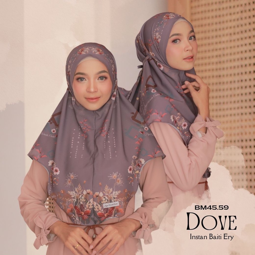 Hijabwanitacantik - Instan Baiti Ery BM45.59 DOVE | Hijab Instan Bergo | Jilbab Instan Motif Printing Premium