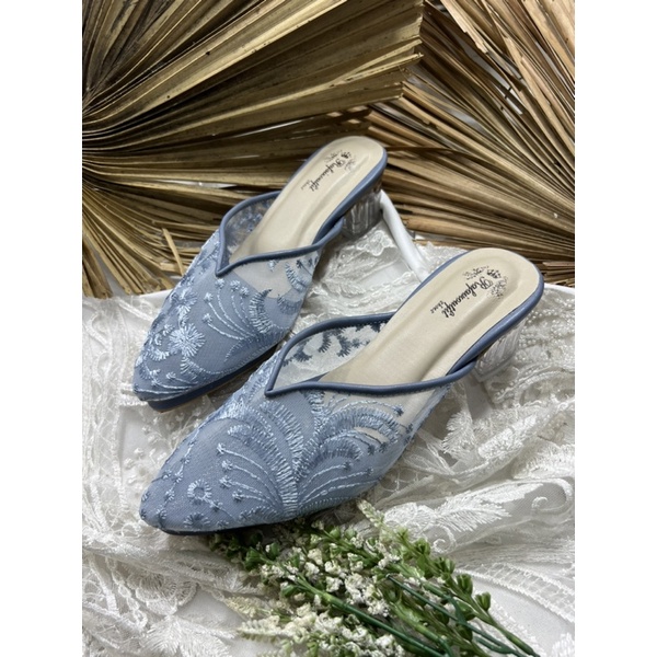 sepatu wanita yasmika iceblue tnggi 5cm kaca