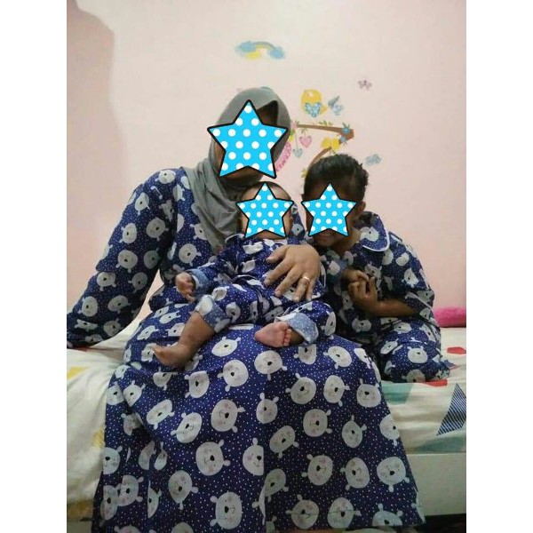 unix Baju Tidur Piyama untuk Dewasa Lengan Pendek Celana Panjang atau Daster 3 per 4  Ukuran S