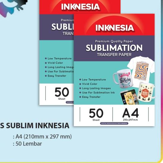 

✥ Kertas Sublim / Sublimation Paper Inknesia ukuran A4 isi 50 Lembar ✪